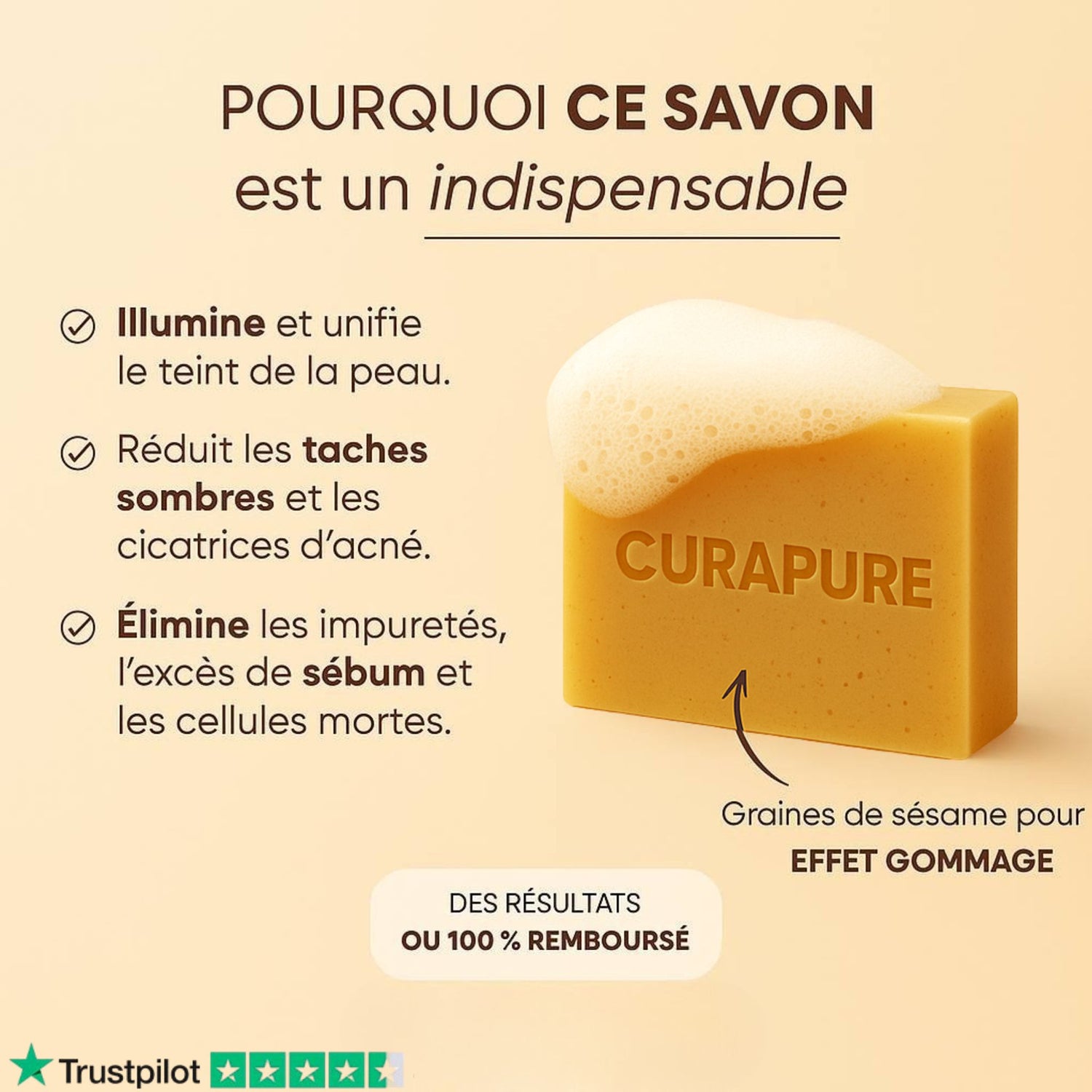 Curapure – Savon au Curcuma pour Taches & Acné