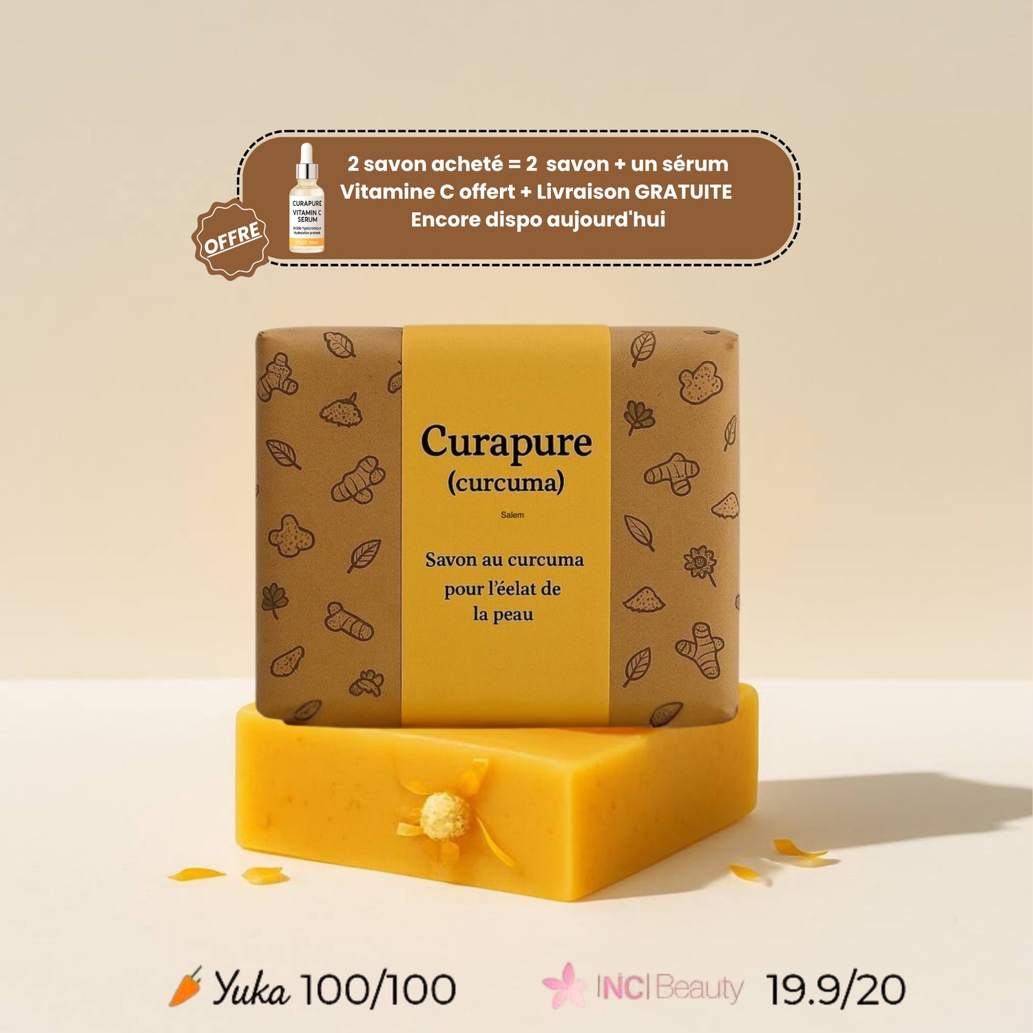 Curapure – Savon au Curcuma pour Taches & Acné